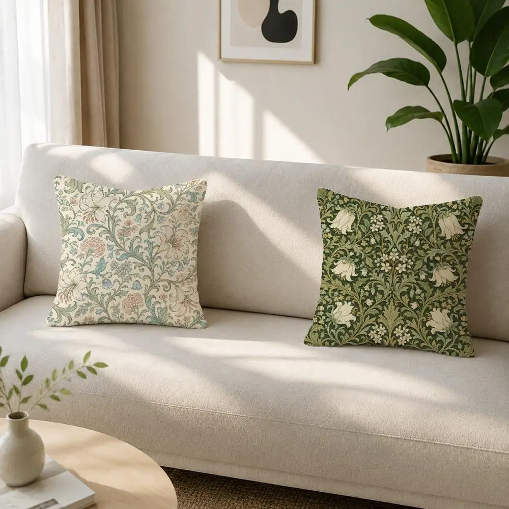 Iconic British Arts Crafts Designer William Morris Soft Plushs Fluffy Throw Pillow Cases for Sofa Bedroom Home Decor