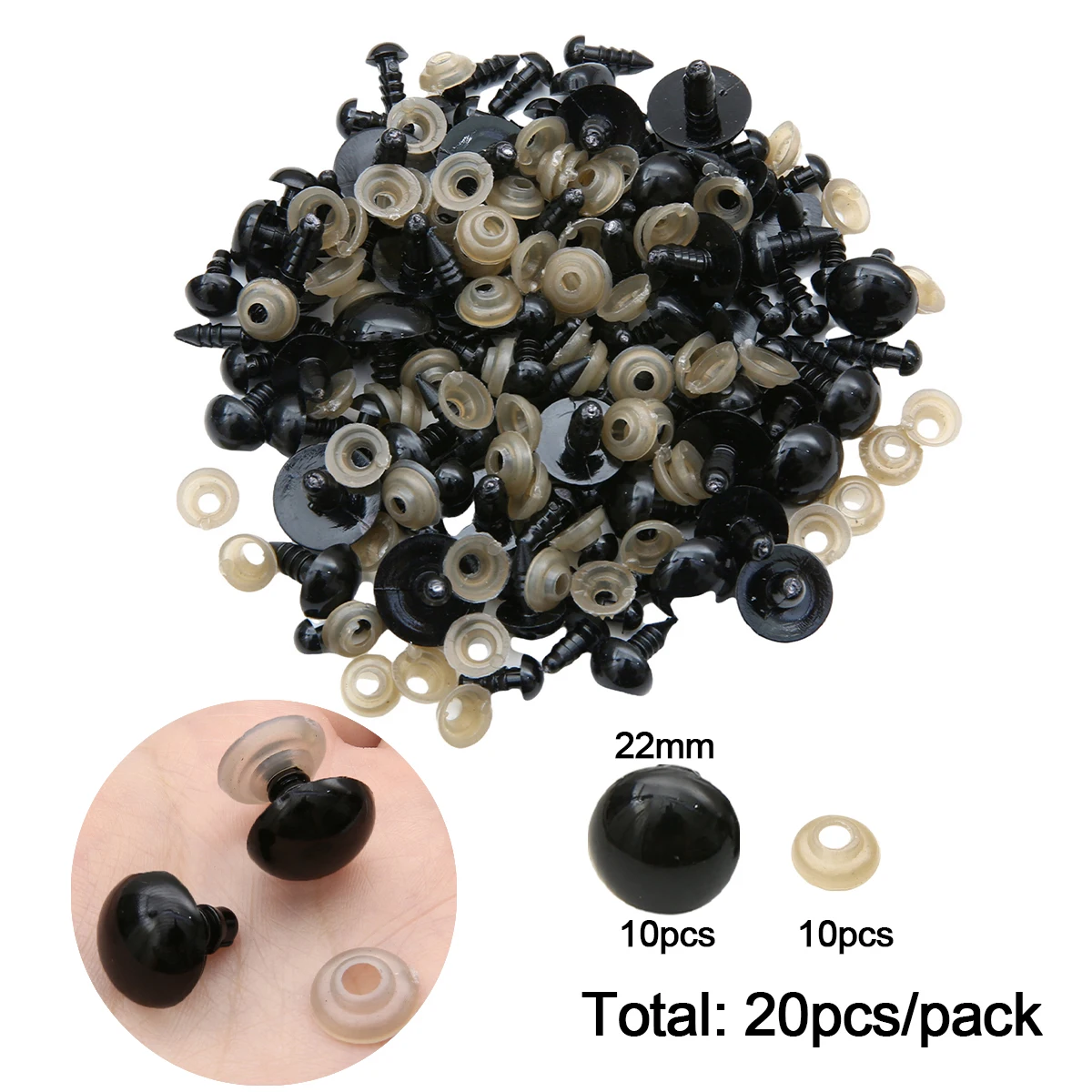 12-460 stuks 5-30mm Zwarte Plastic Veiligheidsogen Multi-Size Geschikt voor DIY Haakwerk Dierenogen Ambachtelijke Decoratie Accessoires