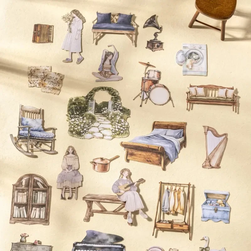 

15sheets/pack Little Home Stickers White My Cozy Edge Living Room Landscaping Garden School Supplies Decoration Scrapbooking