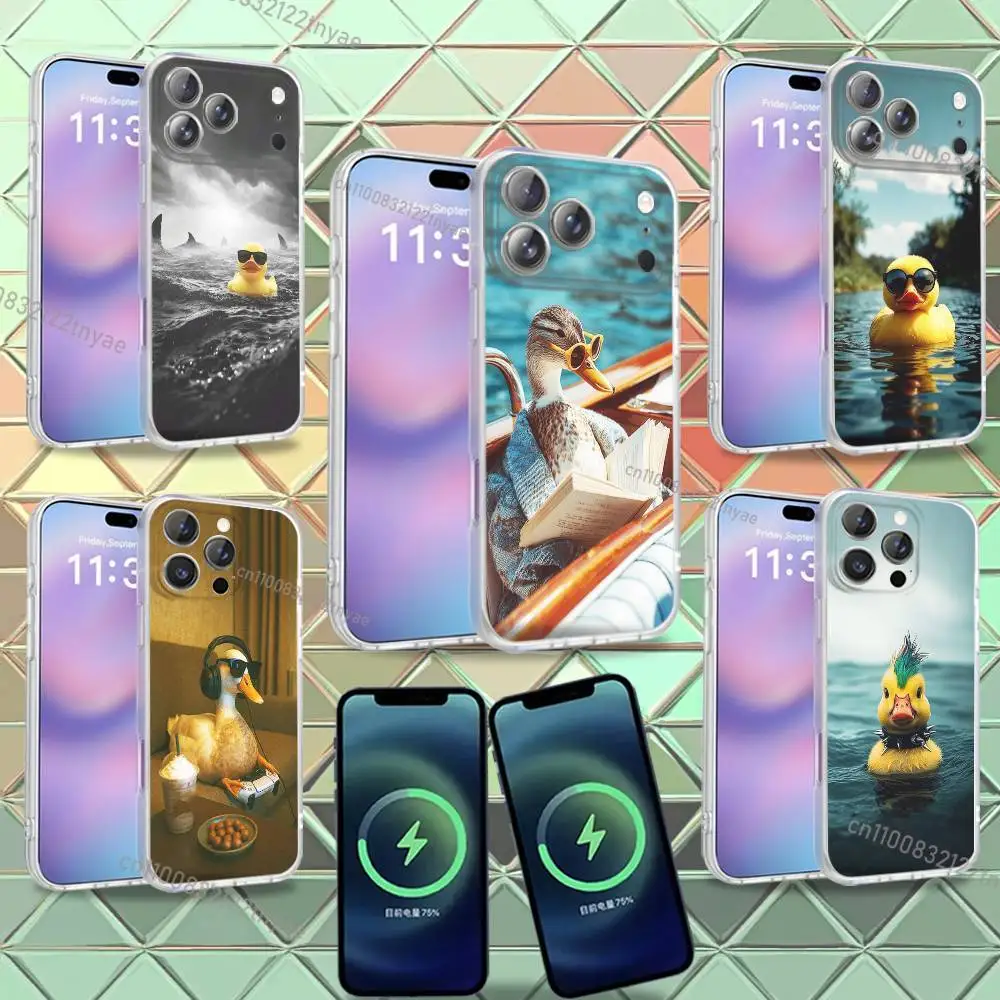 Cute cool duck wearing glasses Phone Case For iPhone 16,14,11,17,13,15,12,Air,Plus,Pro,Max,E,Mini Frosted for MagSafe Magnetic