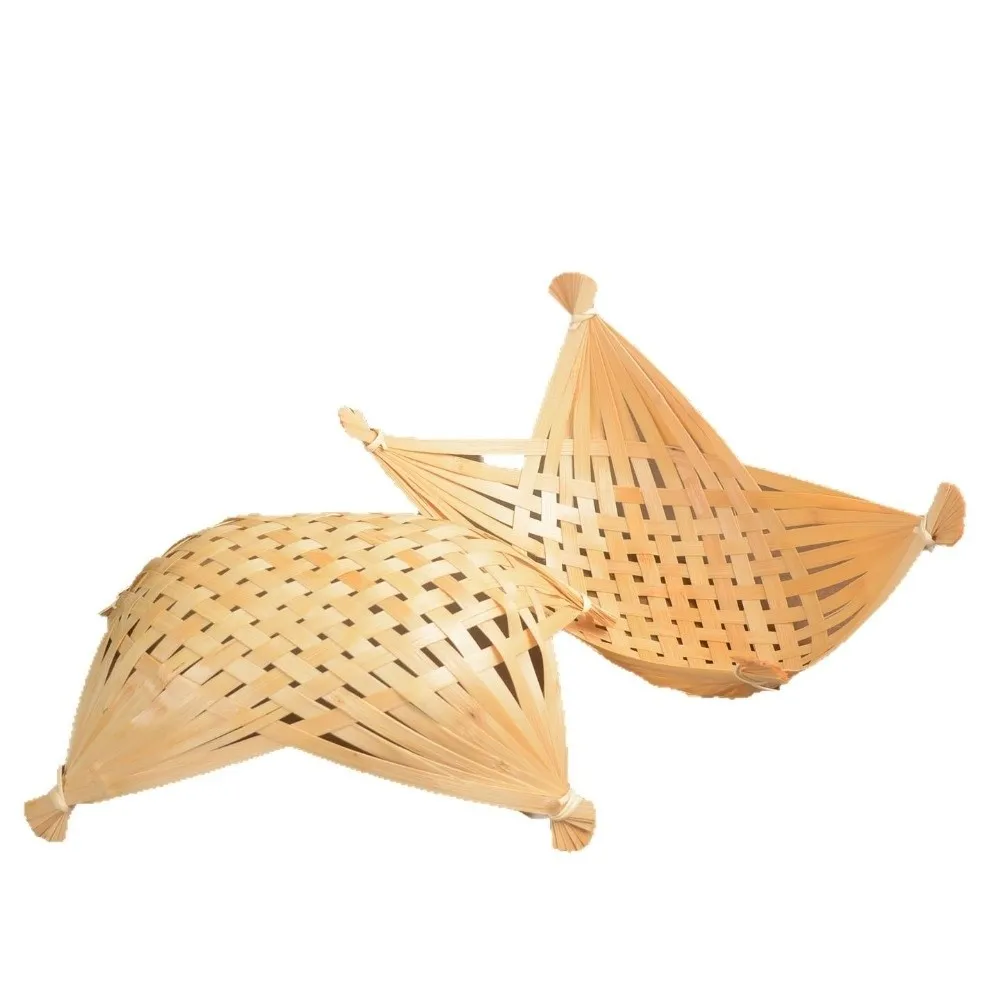 Japanese Style Bamboo Food Tray Four Pointed Ends Natural Fried Food Basket Eco-Friendly Rustic Snack Tray Living Room
