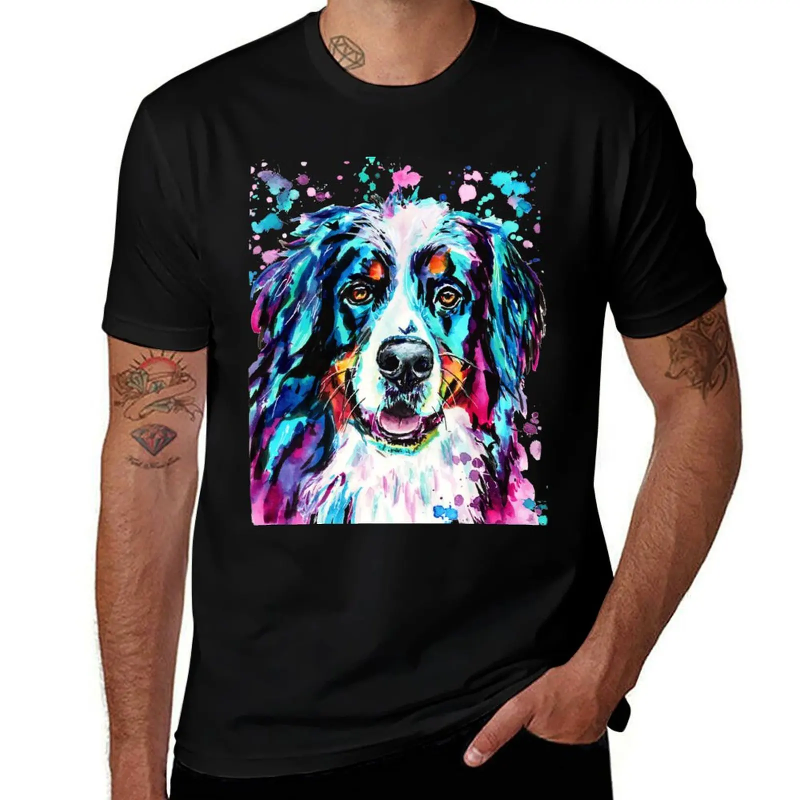 

Watercolour, Bernese Mountain Dog T-Shirt man t shirts high quality luxury brand man tshirt T-Shirt