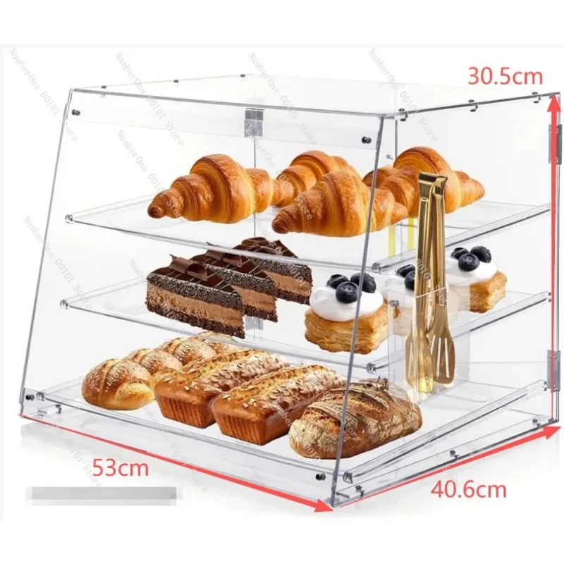 Customized Acrylic Bread Display Cabinet, Transparent Desktop Multi-Layer Bread Display Rack, Clear Bakery Showcase