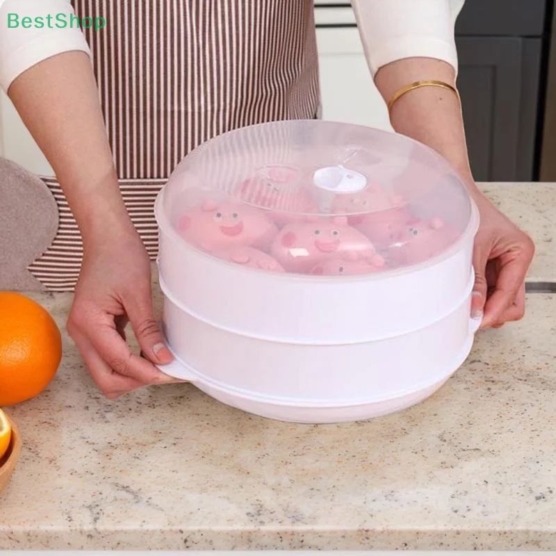 

Plastic Steamer Microwave Oven Round Steamer With Lid Cookware Steamer Household Steamed Buns Kitchen Cooking Tools
