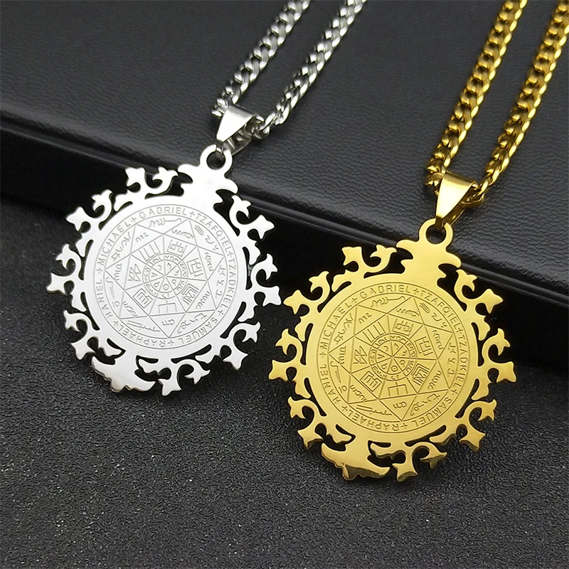 

Solomon's Seven Archangel Angels Amulet for Women Men Stainless Steel Gold Color Christian Protection Chain Jewelry N7421S06