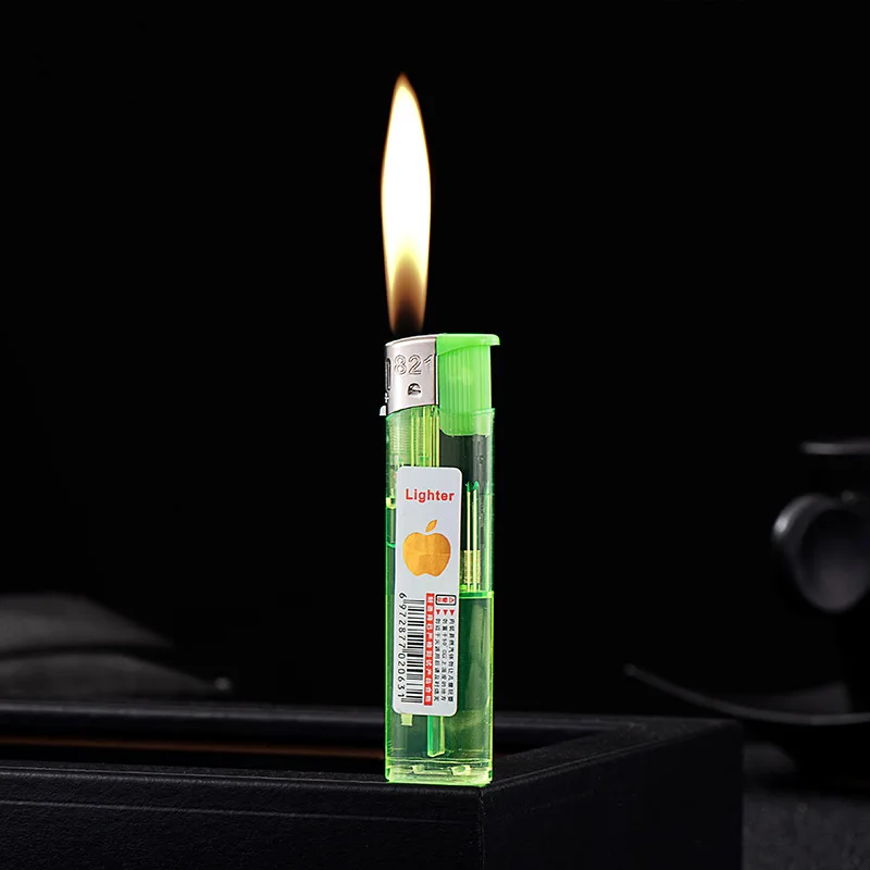 

Classic Transparent Electronic Open Flame Plastic Lighter Windproof Fire Cigarettes Lighters & Smoking Accessories Factory Sales