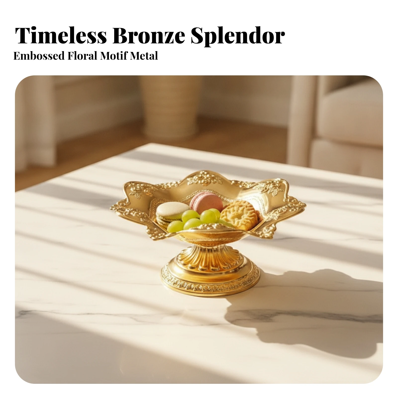 Fruit Bowl with Pedestal Artisan Inspired Fruit Dish with Pedestal Offering Bowl Classic Multipurpose for Tea Table, Altar