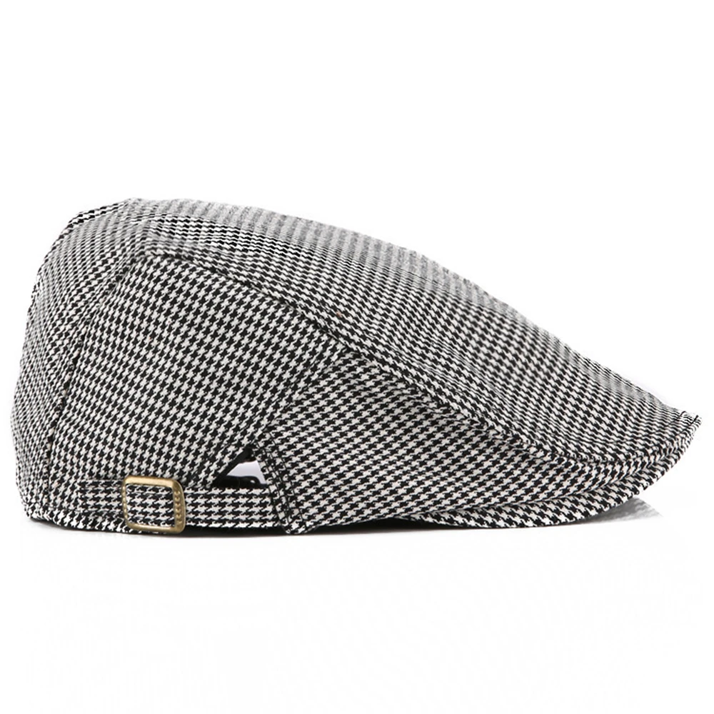 FLAT CAP Newsboy Berets for Men Black White Plaid Spring Summer Adjustable Men Women Berets Artist Painter Peaked Caps