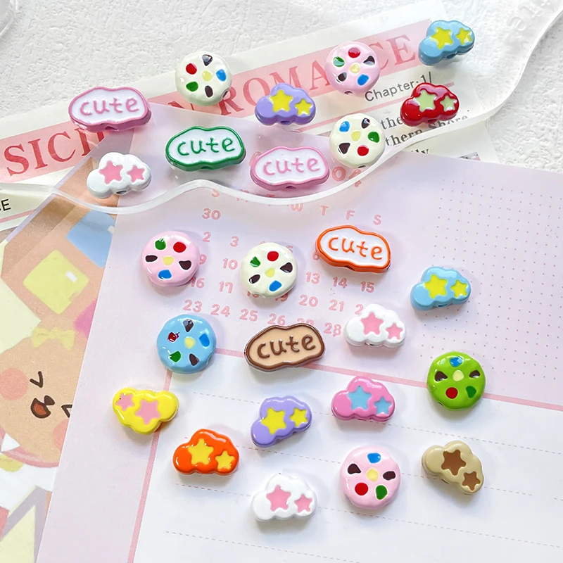 6pcs Cloud Cookies Hand-painted Star Beads DIY Handmade Bracelet Necklace Beaded Mobile Phone Chain Accessories Materials