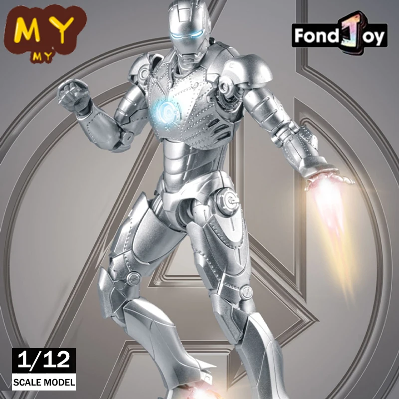 Fondjoy-Marvel Iron Man MK2 Modelo Kit, Saga Infinito, Figura de Ação Ironman MK2 Montagem, Junta ABS, Brinquedo Móvel, 1:12, Original