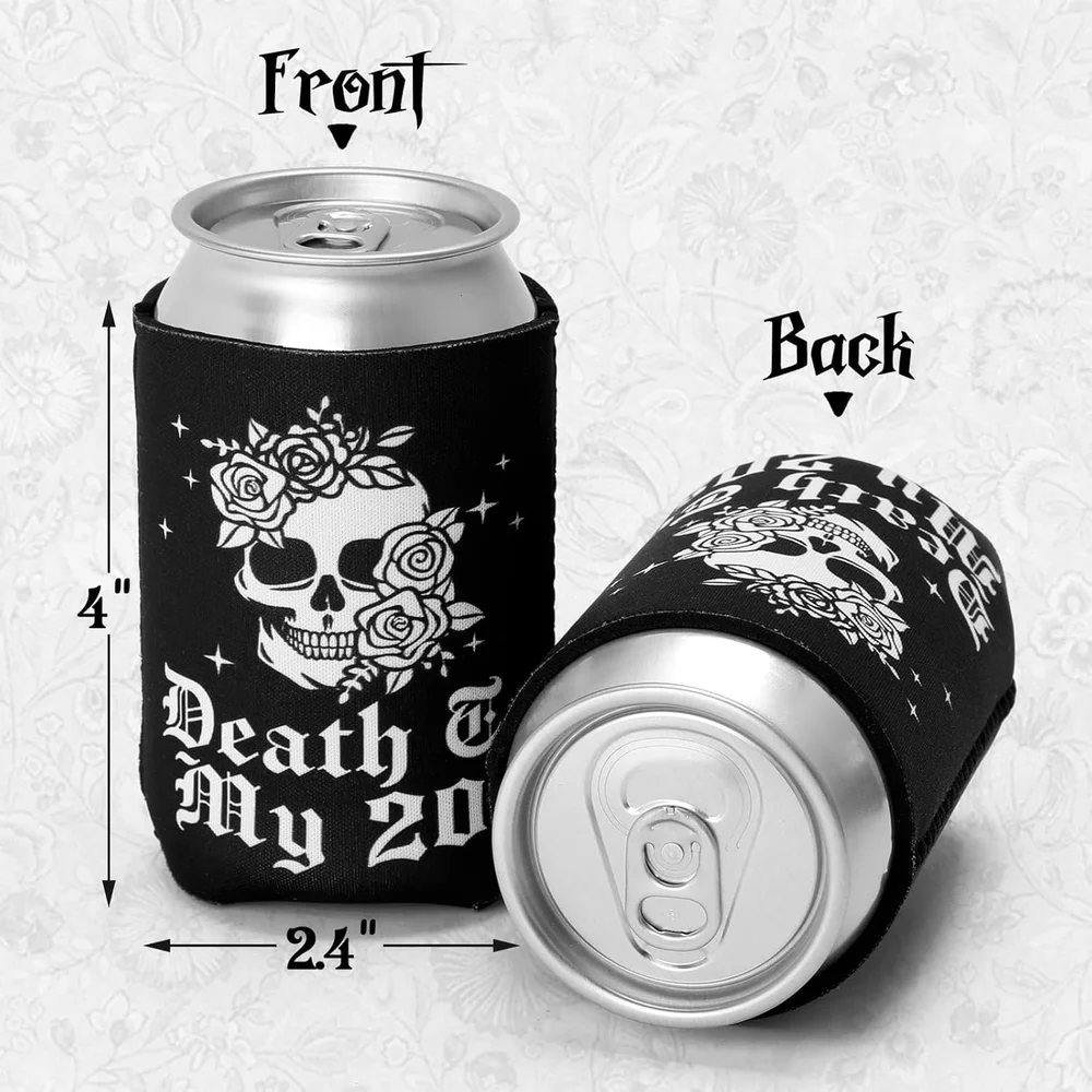 Gothic 30th Birthday Can Sleeve Death to My 20s Party Decor Skull Cooler Cheer Youth Bachelorette Happy Halloween party Supplies