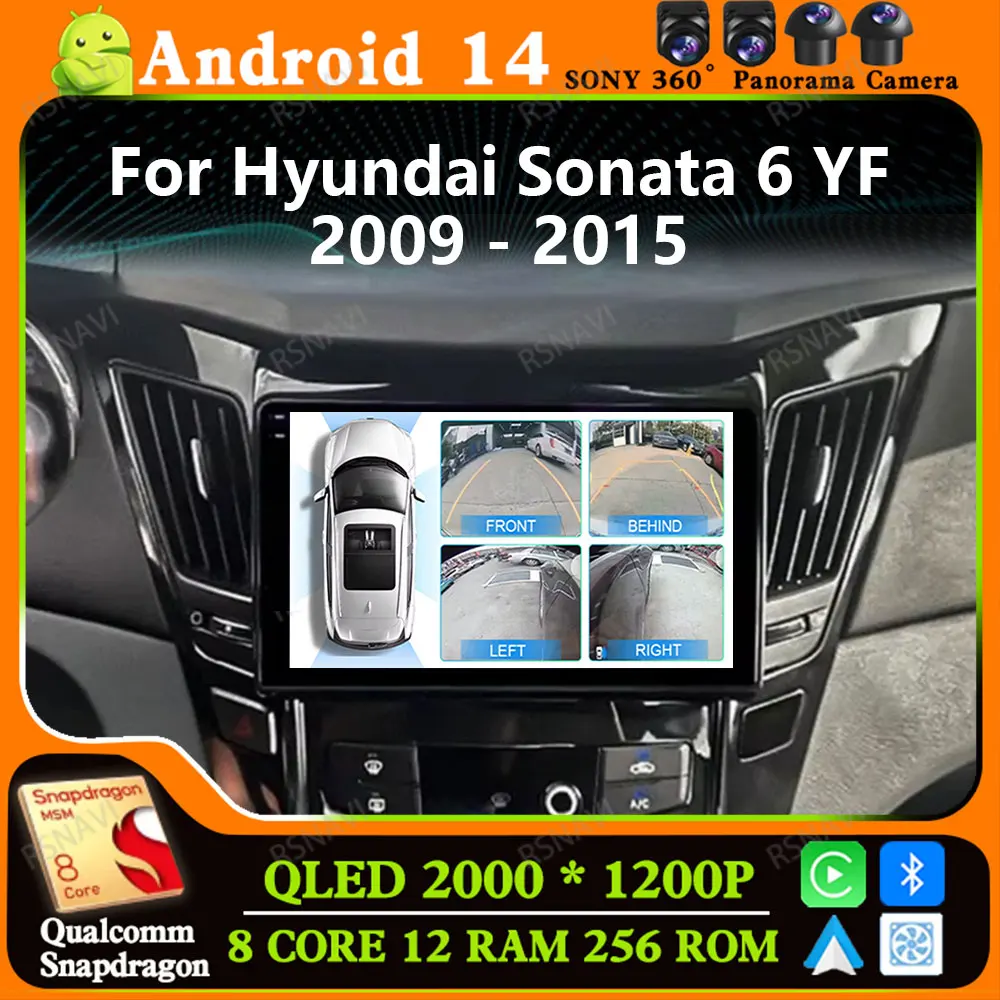 Andoird 14 Автомобильный радиоприемник для Hyundai Sonata 6 YF 2009-2015 DVD 5G WIFI DSP Стерео Мультимедийный проигрыватель Viedo Player GPS BT 4G LTE Головное устройство Andoird 14 Автомобильный радиоприемник для Hyundai Sonata 6 YF 2009-2015 DVD 5G WIFI DSP Стерео Мультимедийный проигрыватель Viedo Player GPS BT 4G LTE Головное устройство