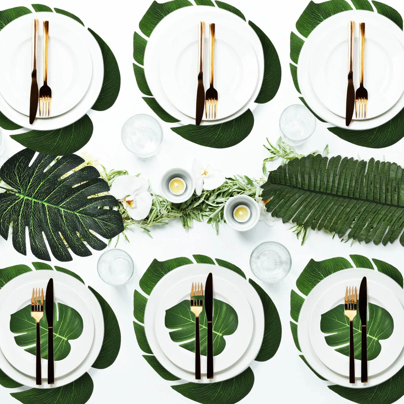 

30 pcs Simulation Monstera Leaf Artificial Lightweight Reusable Palm Leaves For Home Decor Tabletop Decoration Diy Fake Leaves