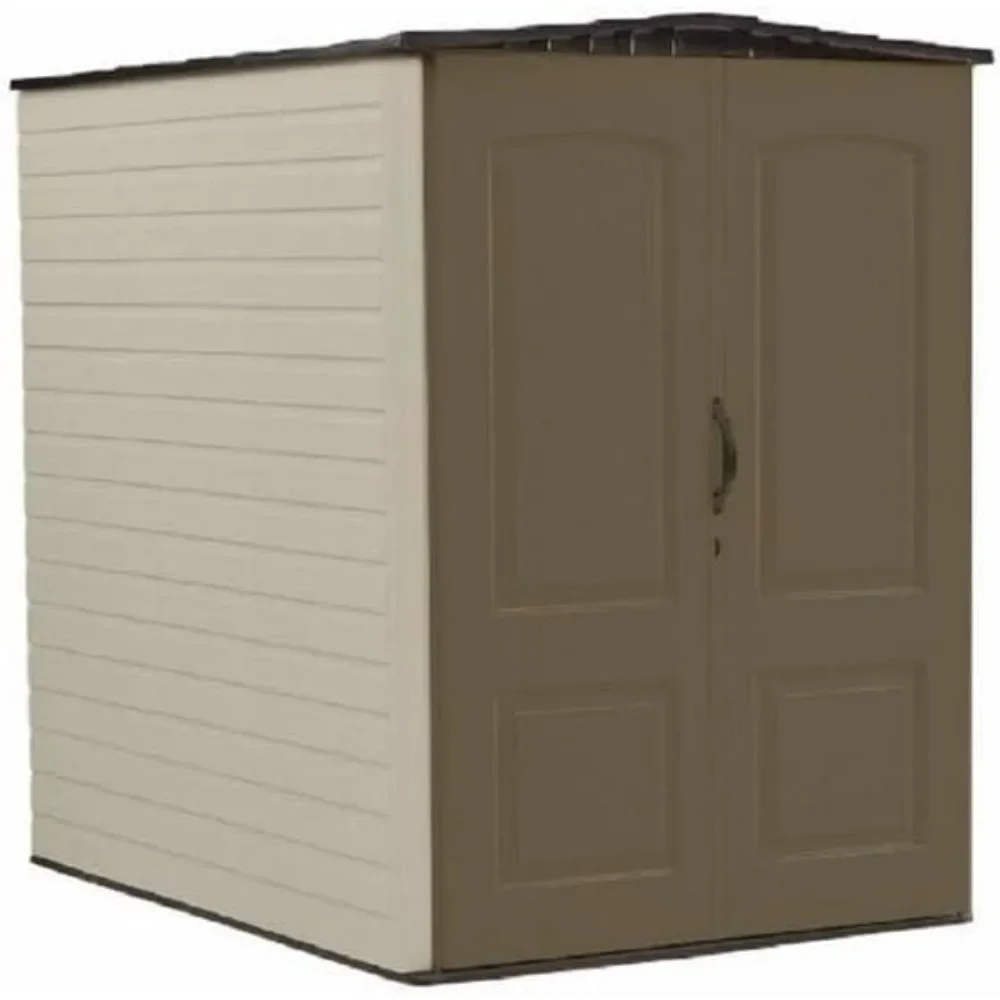 

Large Vertical Outdoor Storage Shed With Floor (5 x 6 Ft), Weather Resistant, Brown, Organization for Home/Backyard/Garden Tools