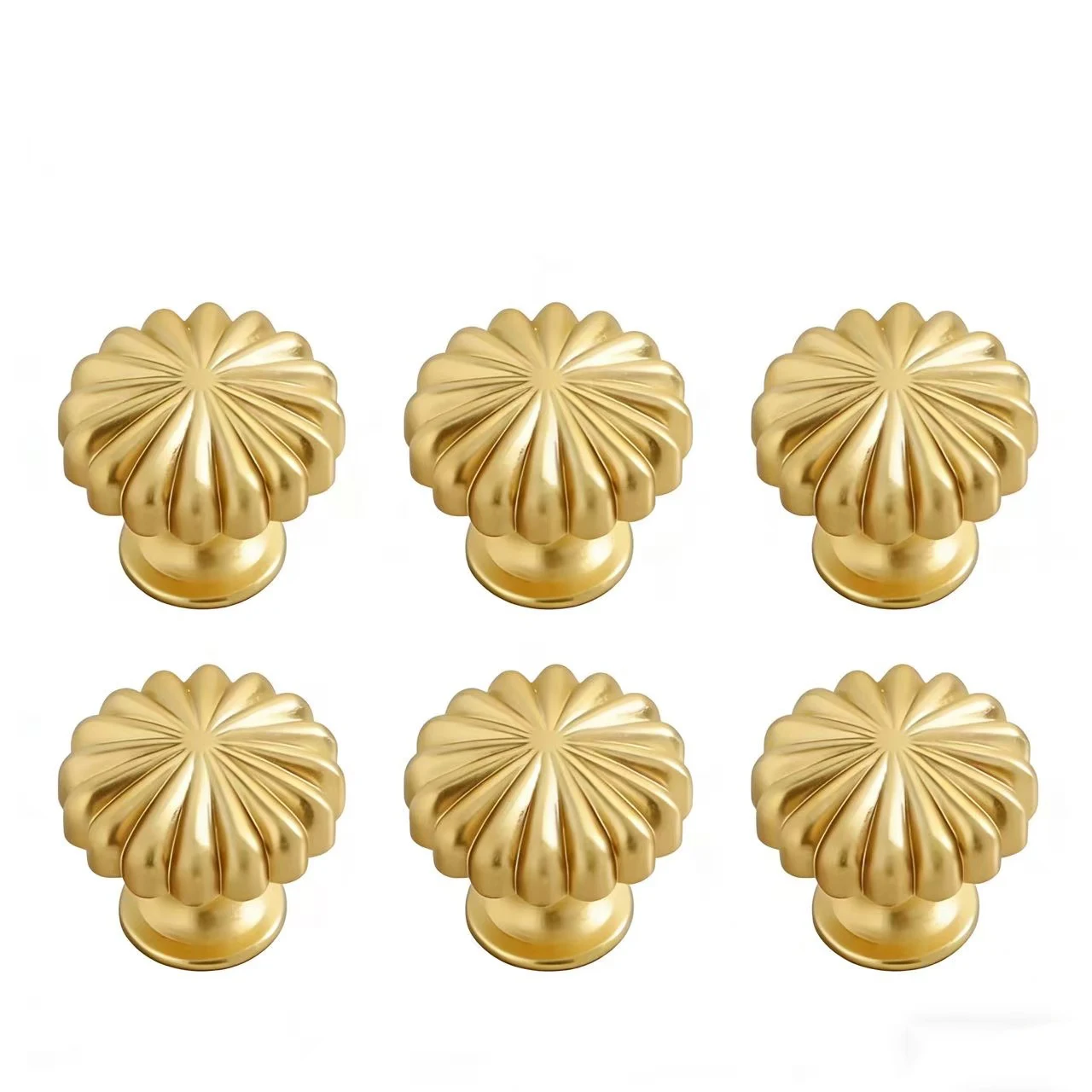 1/6/12Pcs Brushed Gold Drawer Handle Antique Cupboard Door Pull Knob Round Aluminum Dresser Knob Single Hole Drawer Handle
