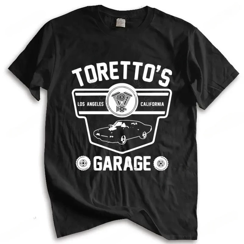 100% Cotton T Shirt Men Brand Clothing Fast and Furious Torento Garage Mens -Toretto's Los Popular Tagless T-Shirt Drop Shipping