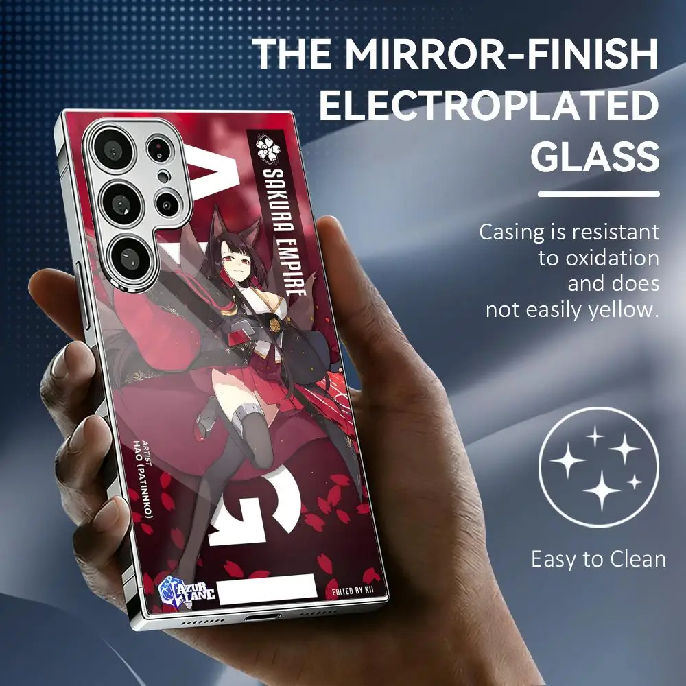 A-Azur Lane Game Phone Case For Samsung Galaxy S25 S24 S23 Ultra Electroplated Metal Frame Shockproof Cover Phone Case