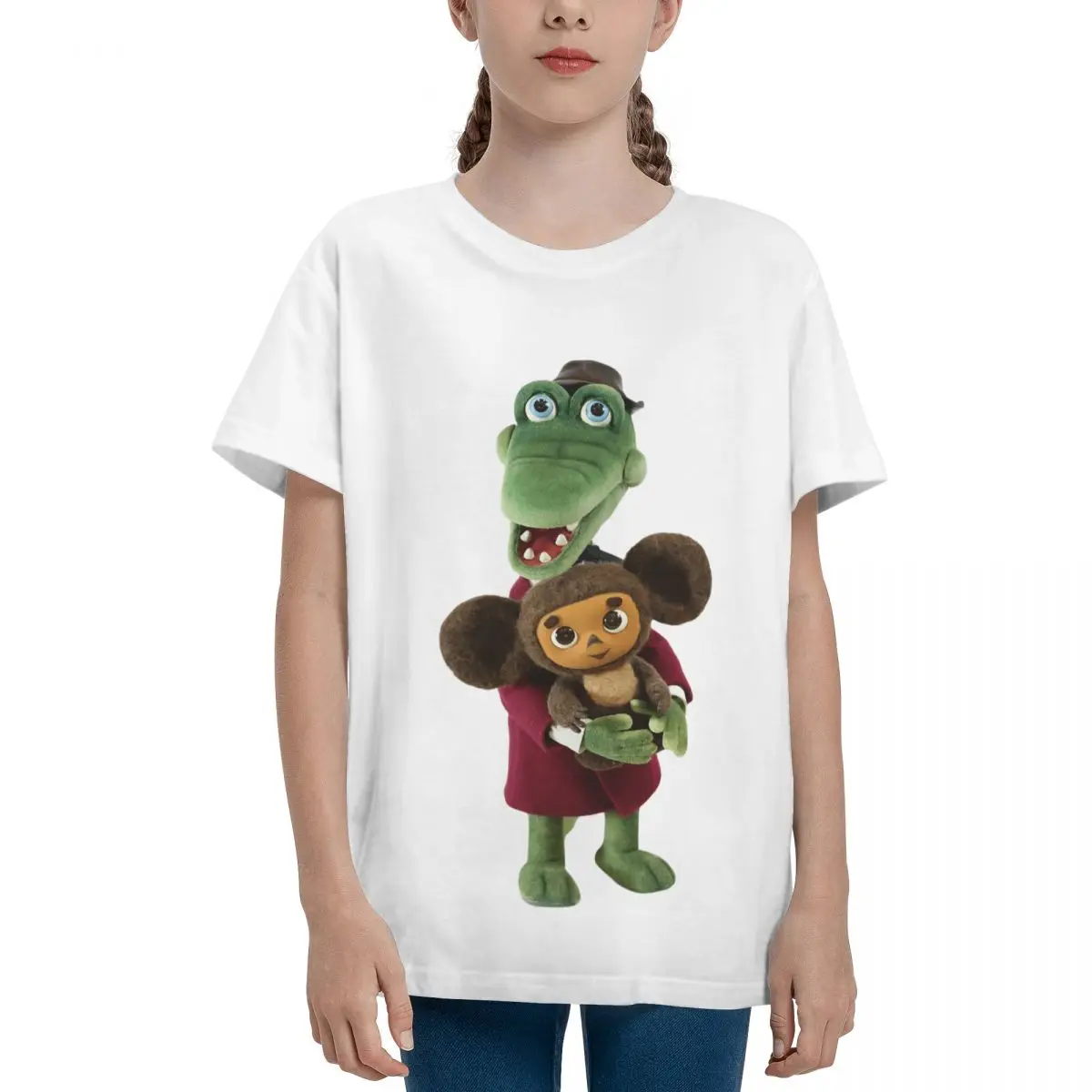 Gena & Cheburashka Classic For Sale Teeanger Basic Short Sleeve T-Shirt Round neck Top tee Cute Funny High quality image 4