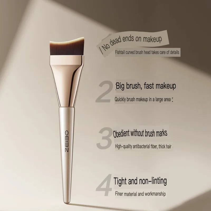 Ultra-Thin Flat-Head Angled Foundation Brush Seamless Concealer Application Beginner-Friendly Liquid Makeup Brush