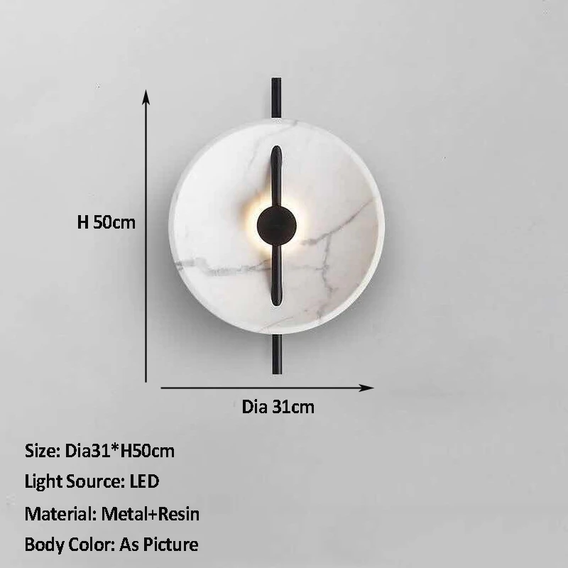 Scandinavian Minimalist Circular Black White Home Living Room Decorative Lamp Modern Creative Homestay Bedside Led Wall Light