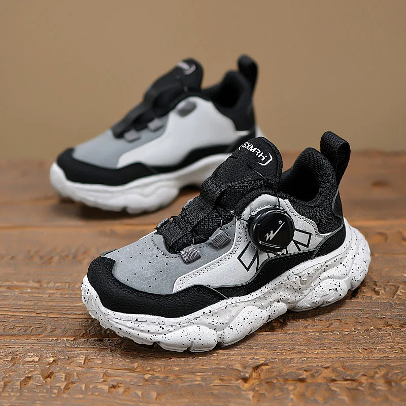 Autumn Winter Casual Sneakers For Boys Girls Knob Comfy Leather Children's Sports Shoes Lightweight Platform Kids Running Shoes - Image 5