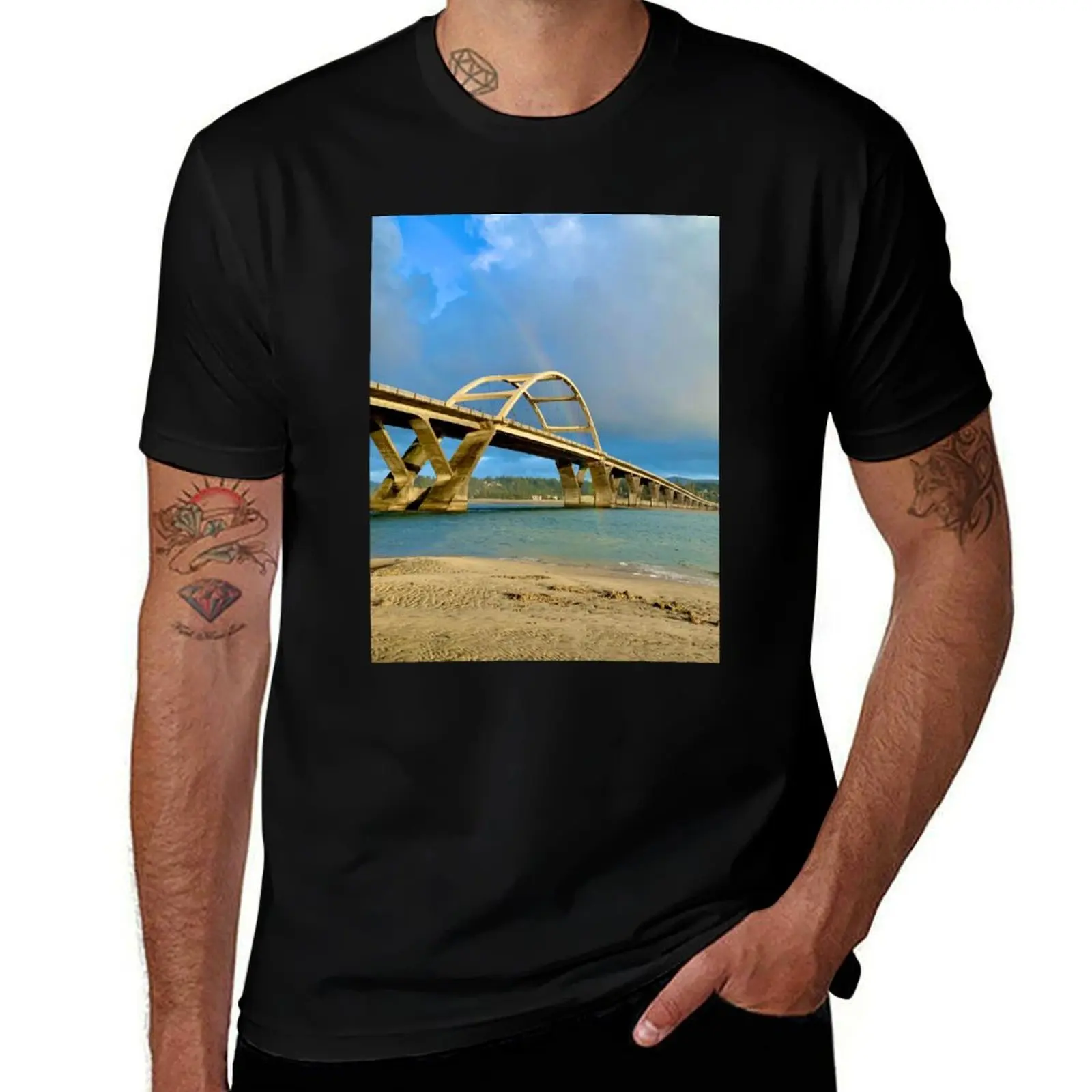 

Alsea Bay Bridge T-Shirt t shirt for man 100 percent cotton t shirts for man graphic cars T-Shirt