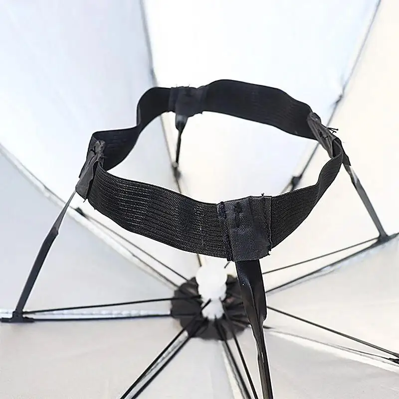 Kopfmontierter Regenschirm, faltbar, wasserdicht, UV-Schutz, Sonnen- und Regenkappe für Outdoor-Aktivitäten wie Angeln, Camping, Strand, für Männer und Frauen – Detail 3