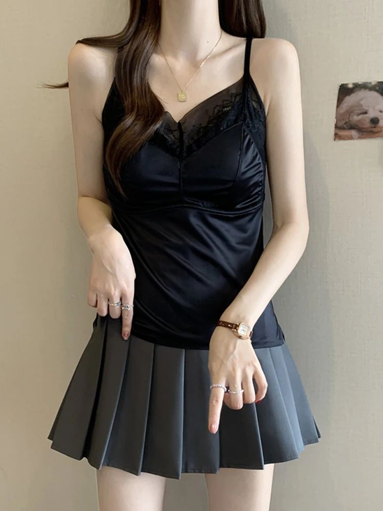 Bla dentelle sangle gilet femmes nouveau 2025 printemps été couche de Base Sexy Bal vêtements d'extérieur Pad Brtte trajet Sle coupe ajustée