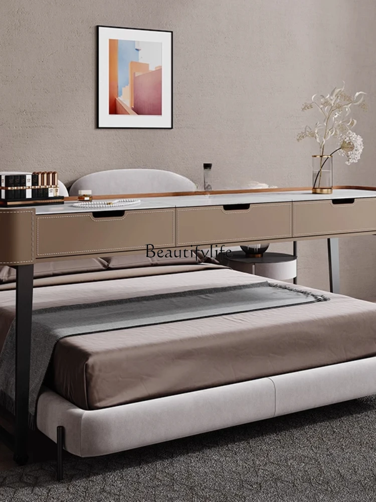 Cross bed table light luxury saddle leather mobile desk home multi-function