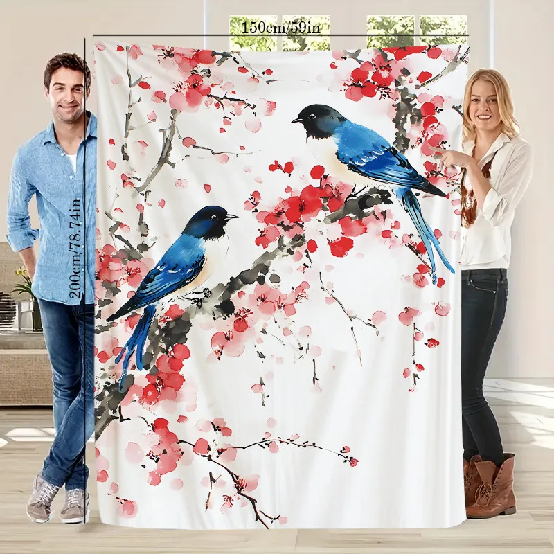 

Одеяло Cherry Blossom & Birds — ежедневный плед в японском стиле