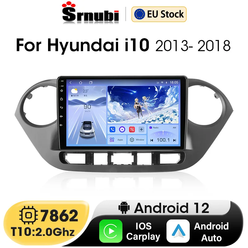 Srnubi Wireless Carplay Android Car Radio for Hyundai Grand I10 2013-2018 Multimedia Player 2Din GPS Navigation Stereo Head Unit