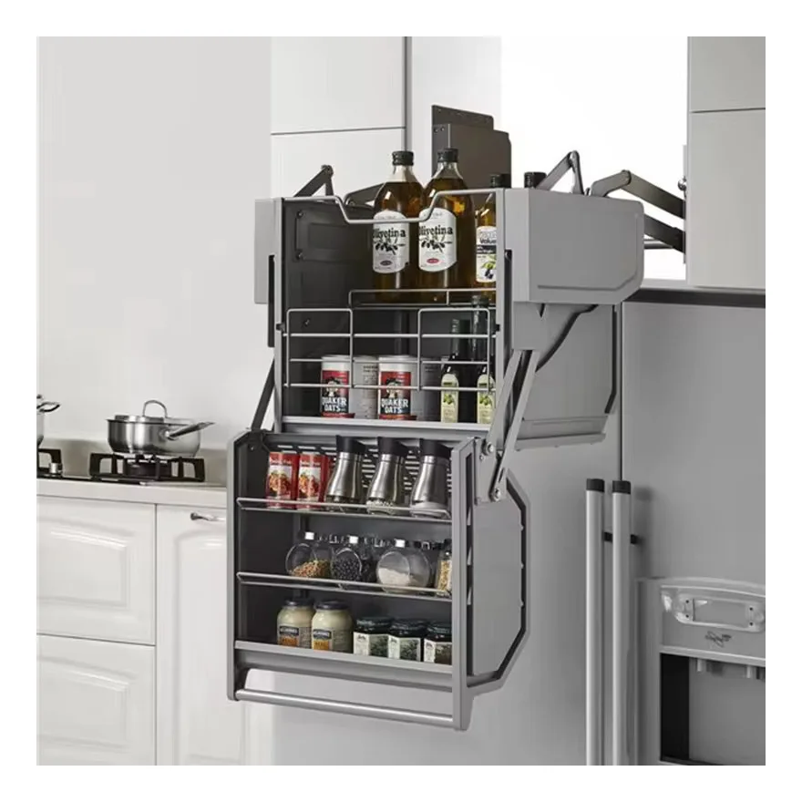 

STT Double Pull Down Basket Kitchen Pull Out Elevator Lifting Basket Kitchen Lifting and Pulling Basket Cabinet