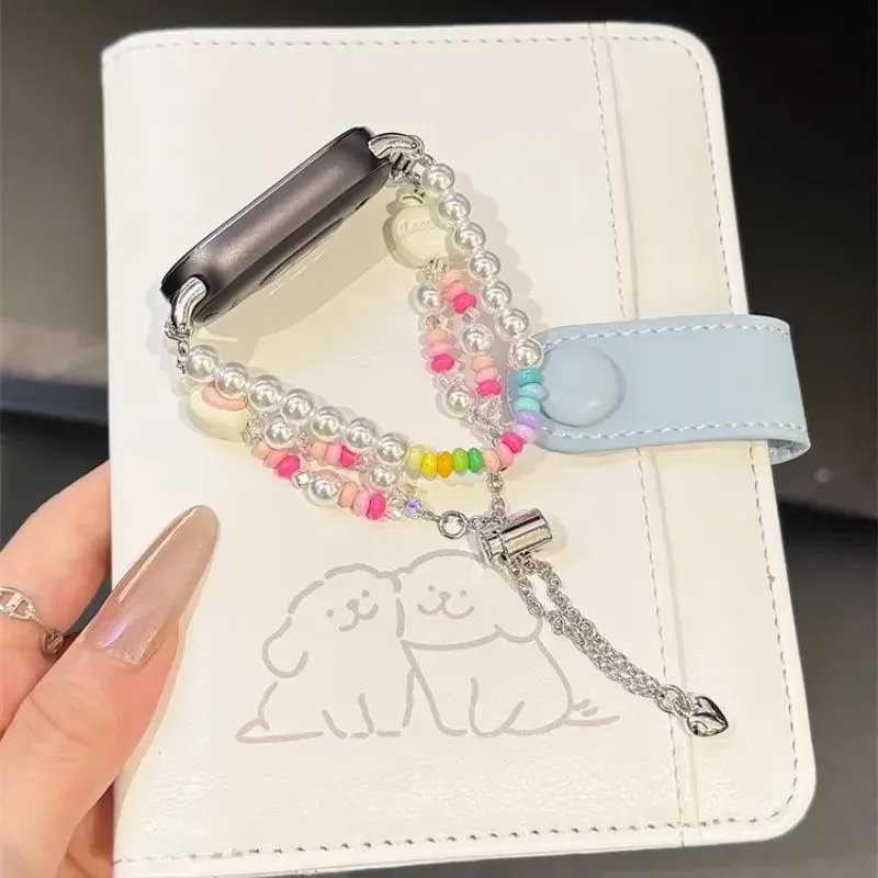 

Little Bear Pearl Bead Strap Suitable for Xiaomi Band 8Pro/9Pro，8/8NFC/9/9NFC/10/10NFC，For Mi band3/4/5/6/7， For Redmi Watch4/5