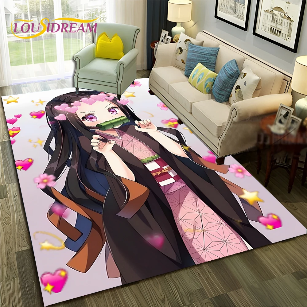 Kamado Nezuko Demon S-Slayer 3D Anime Carpet Rug for Home Living Room Bedroom Sofa Doormat Decor,Kid Area Rug Non-slip Floor Mat