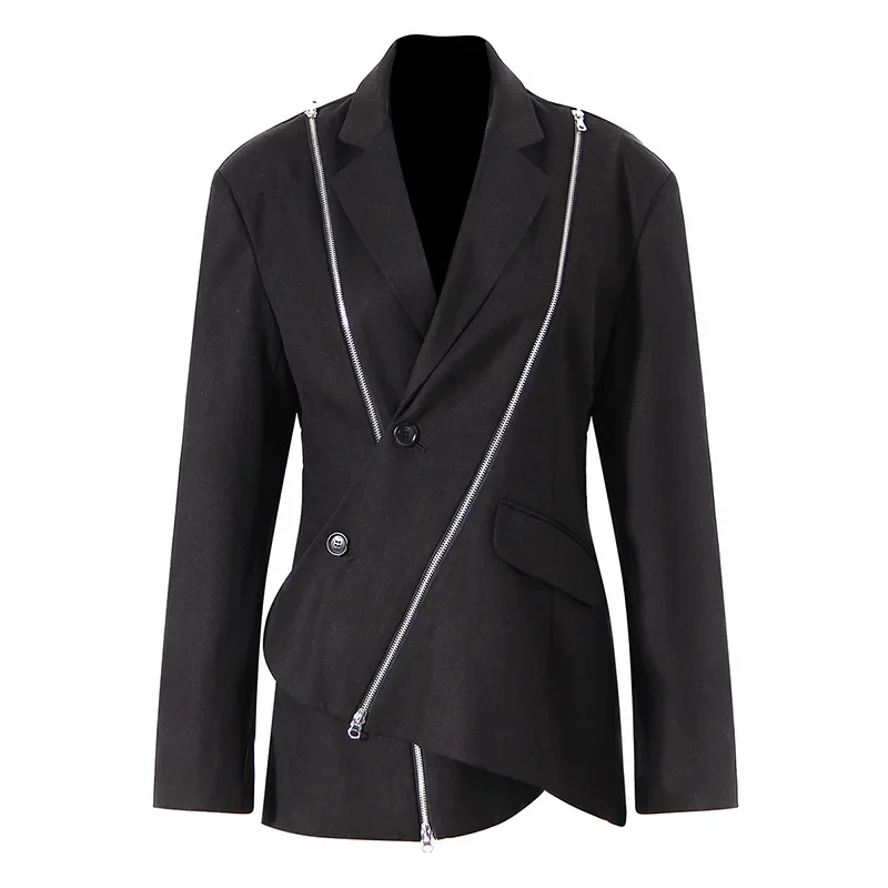 Zipper Women Suits 1 Piece Blazer Casual Formal Office Lady Business Work Wear Fashion Girl Coat High Quality Prom Dress