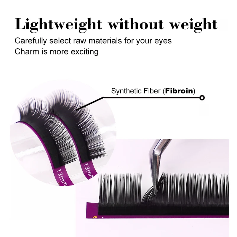 New grafted round hair 0.07mm, 0.10mm, C, D curl mixed false eyelashes matte black classic silk eyelash extension