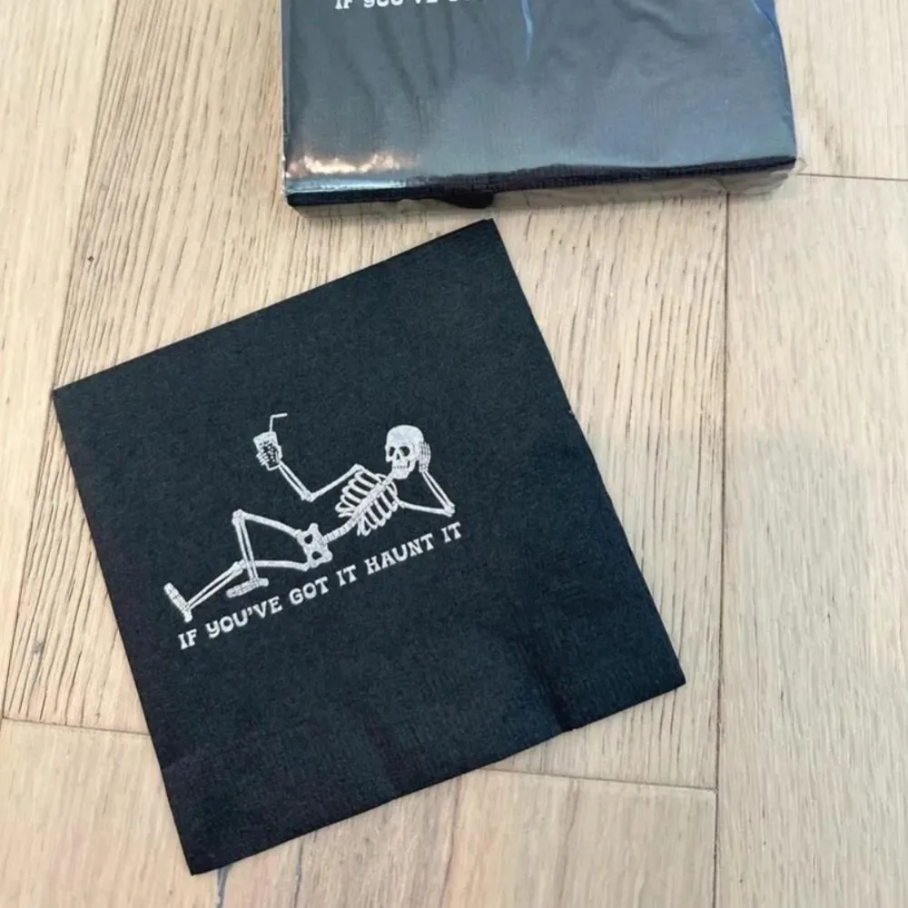 مخصص إذا حصلت على ذلك مسكون ذلك المناديل ، المناديل كوكتيل الهالوين ، لوازم الهالوين ، ديكور الهالوين ، الهيكل العظمي ، حفلة الهالوين