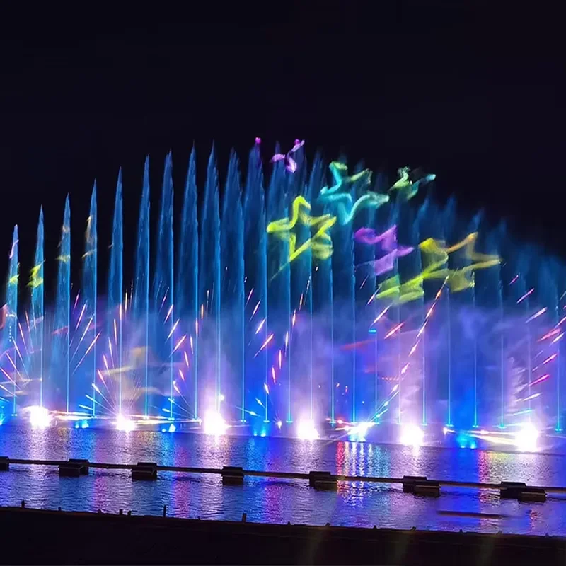 for Outdoor Musical Dancing Water Fountain Modern Irregular Stainless Steel Light Decorative Garden Yard Landscape Feature