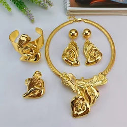 EMMA African Bridal Wedding Jewelry Nigerian Women Classic Big Bold Necklace Nice Earrings Italian Dubai Gold Color Jewelry Set