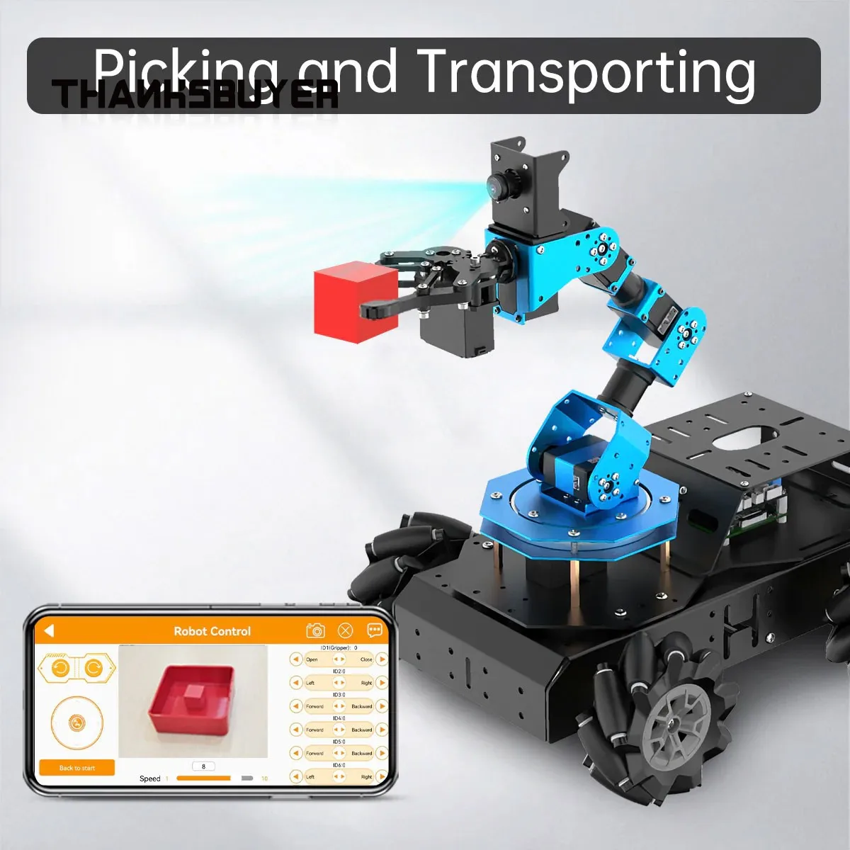 Hiwonder ArmPi Pro Vision Robot Car 5DOF Robot Arm Developer Kit with Board for Raspberry Pi CM4/8G  CM4/4G