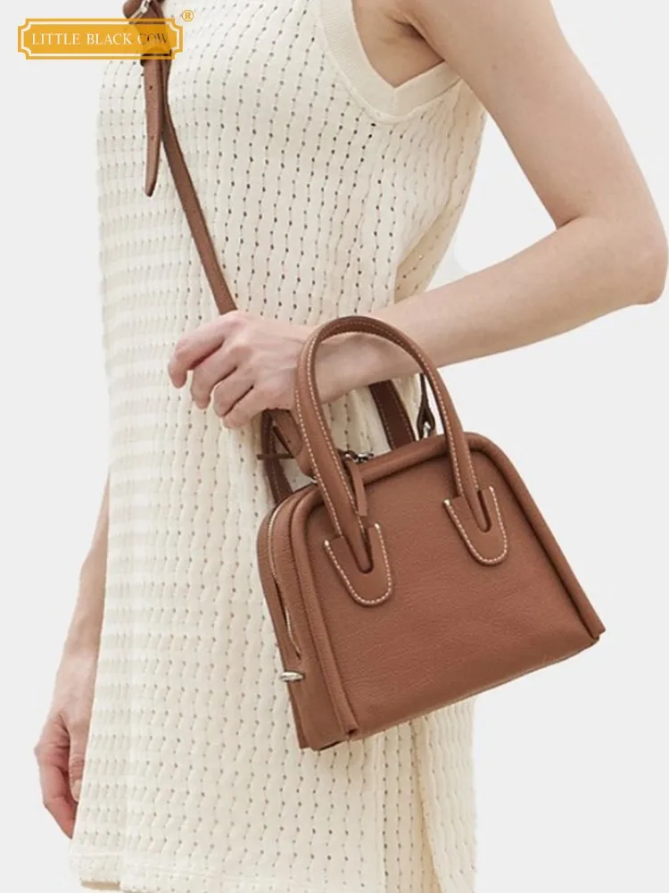 

Designer Women Fashion Zipper Cowskin Genuine Leather Solid Color Single Shoulder Crossbody Bags Office Ladies Tote Handbag
