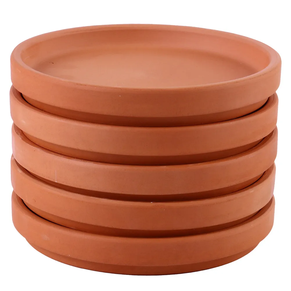 5 Pcs Clay Potting Tray Small Saucer For Plants Pot Holder Gardening Planter Trays Chocolate Pots Terracotta Saucers Flowerpot