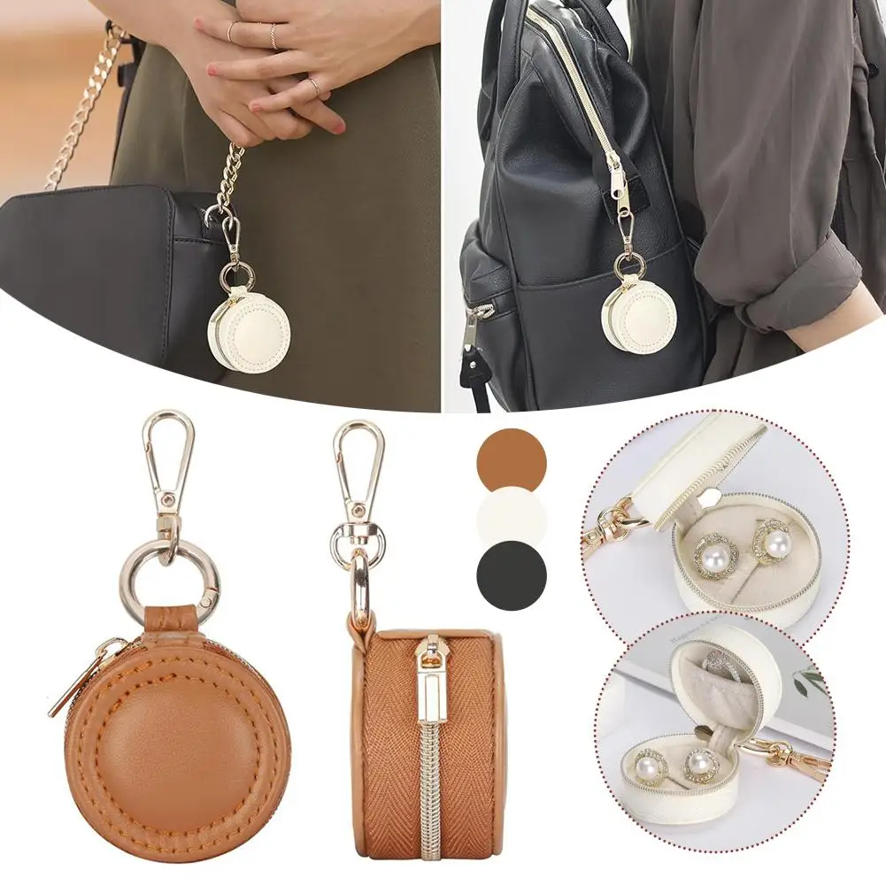 

Mini Portable Jewelry Storage Bag Necklace Earring With Case Organizer Round Box Minimalist Storage Keychain Gifts Jew V1H6