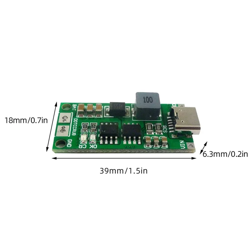 AS95-Type-C USB Input Mini Battery Charger Board 8.4V 12.6V 16.8V Step-Up Boost Module For Lipo/Li- Batteries 2S 2A