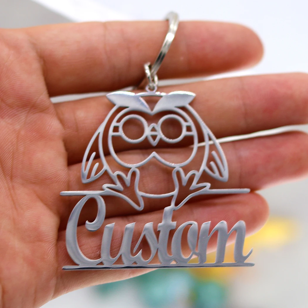 Porte-clés pendentif en acier inoxydable pour hommes et femmes, plaque signalétique personnalisée, nom personnalisé, théâtre