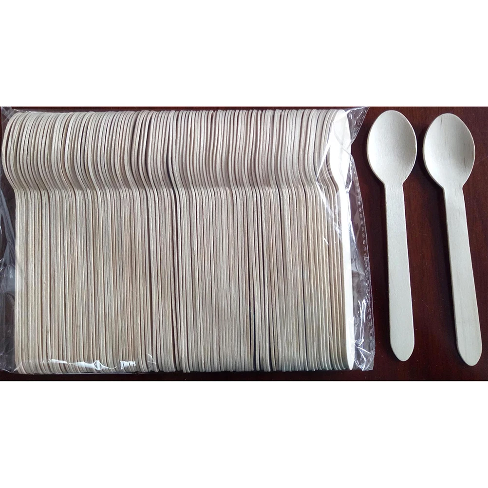 

150pcs Wooden Forks Spoons Cutters Set Disposable Wood Cutlery Utensils Tableware for Dinner Barbecue ( Spoons Forks