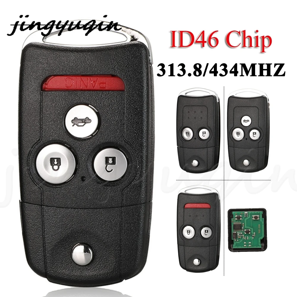 Jingyuqin 313.8/433MHZ ID46 PCF7936 Flip Floding Smart Remote Car Key Fob For Honda Accord 2008-2012 Civic Jazz CR-V city