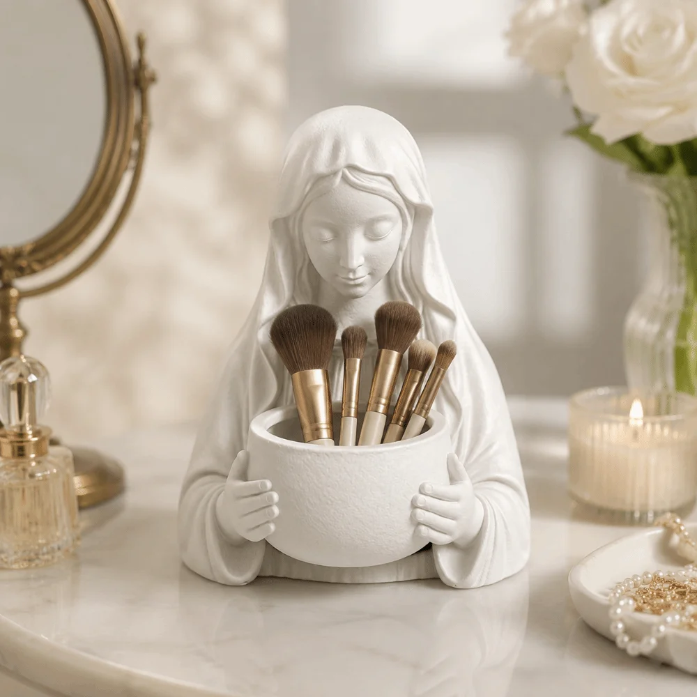Exquisite Figurine 3D Printed Flower Pot Jewelry Holder DIY Pen Holder Prayer Sculpture Decor Pray Girl Statue Indoor Desktop