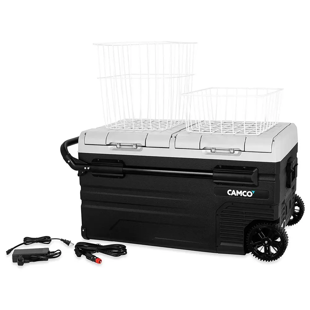 

51520 CAM750 Portable Refrigerator, AC 110V DC 12V Compact Fridge Freezer with Dual Zone Cooling, 75Liter Keeps Food and Drinks