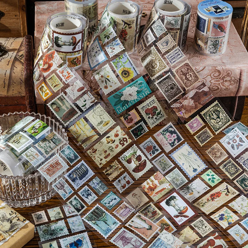 ธรรมชาติ Post Office แสตมป์ Washi เทป Vintage โรงงาน Scrapbooking DIY ตกแต่ง Collage วัสดุบ้าน Journaling หัตถกรรม